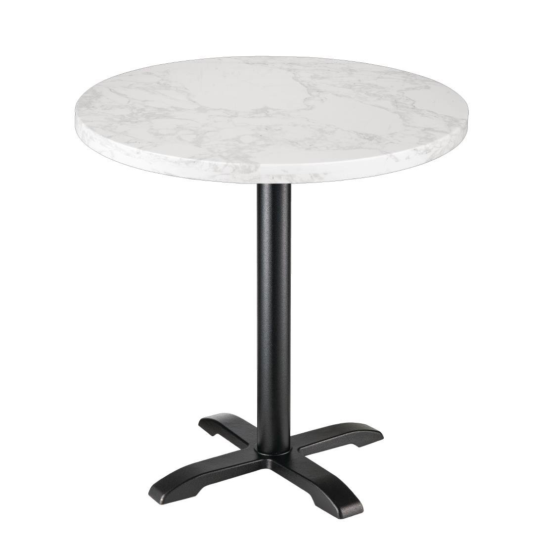 Bolero Runde Tischplatte mit Marmoreffekt Weiß 600mm
