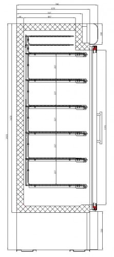 Tiefkühlschrank 1 Glastür | 412 Liter | 680x720x(h)1990mm | LED | Weiß