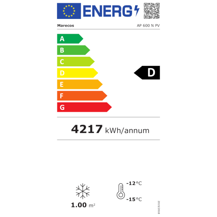 Congélateur Marecos en acier blanc GN 2/1 avec porte vitrée série 600