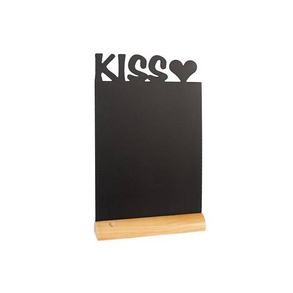 Tisch Kreidetafel Wood Silhouette Kuss | Inkl. Kreidestift