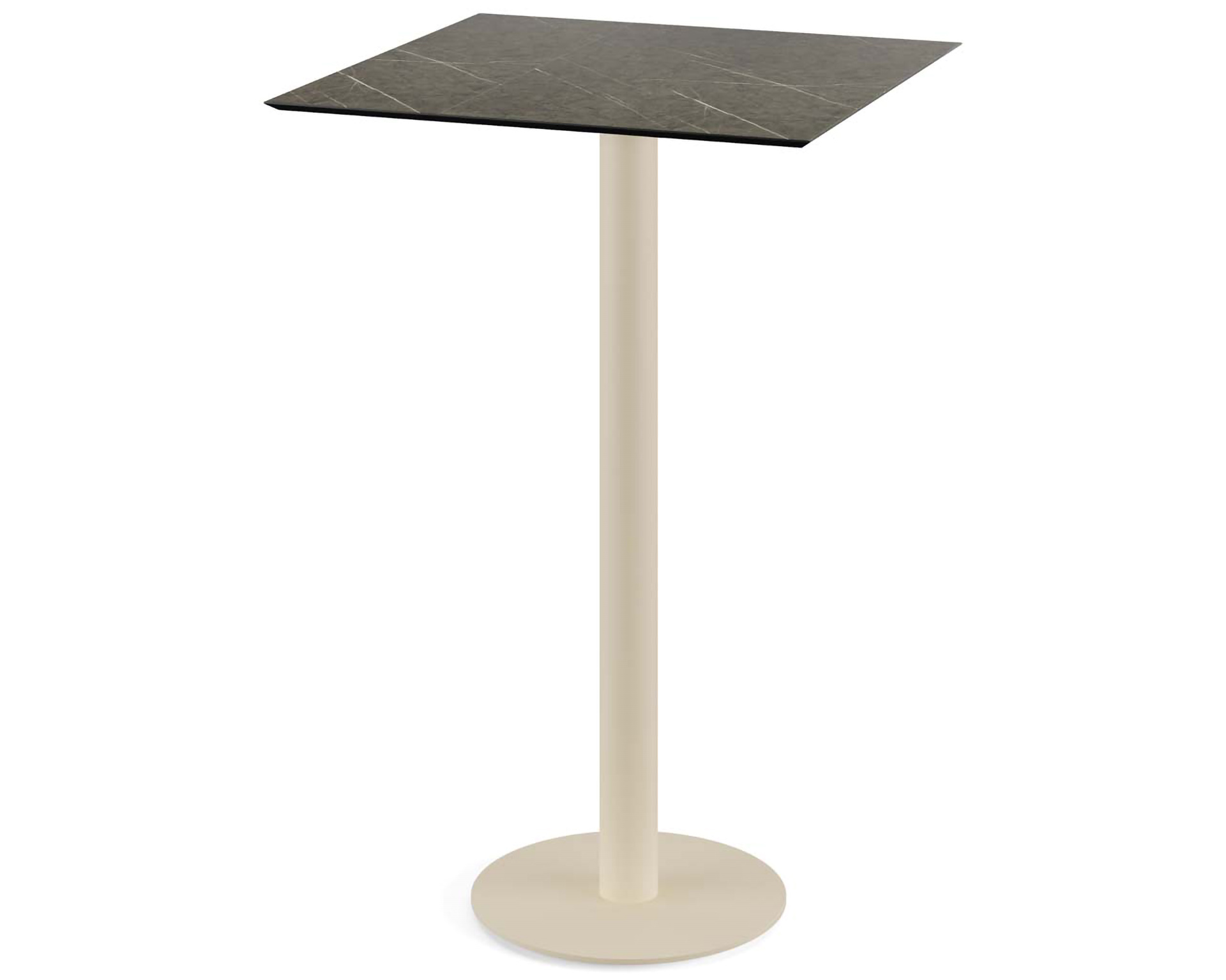 Table de bar Urban piètement sable + plateau HPL Marbre Minuit 70x70cm