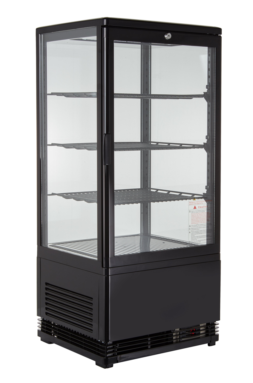 Koelvitrine ECO 78 liter, LED-verlichting, 3 legroosters, zwart
