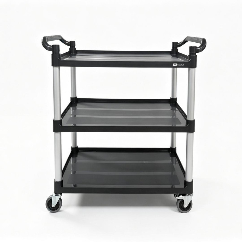 Kunststof Serveerwagen Zwart 3 Niveaus – tot 130kg