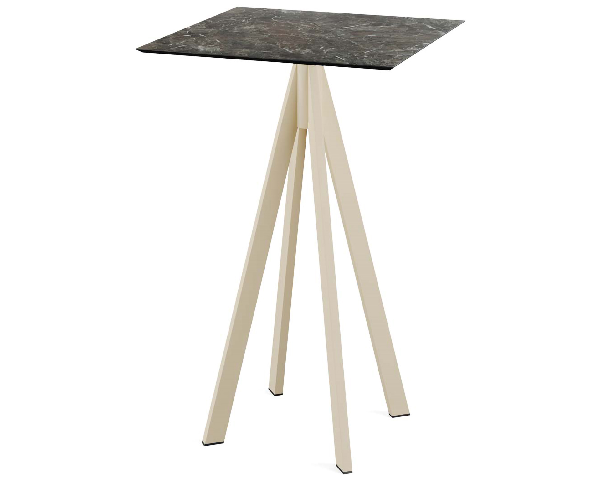 Table de bar Infinity piètement sable + plateau Galaxy Marble HPL 70x70cm