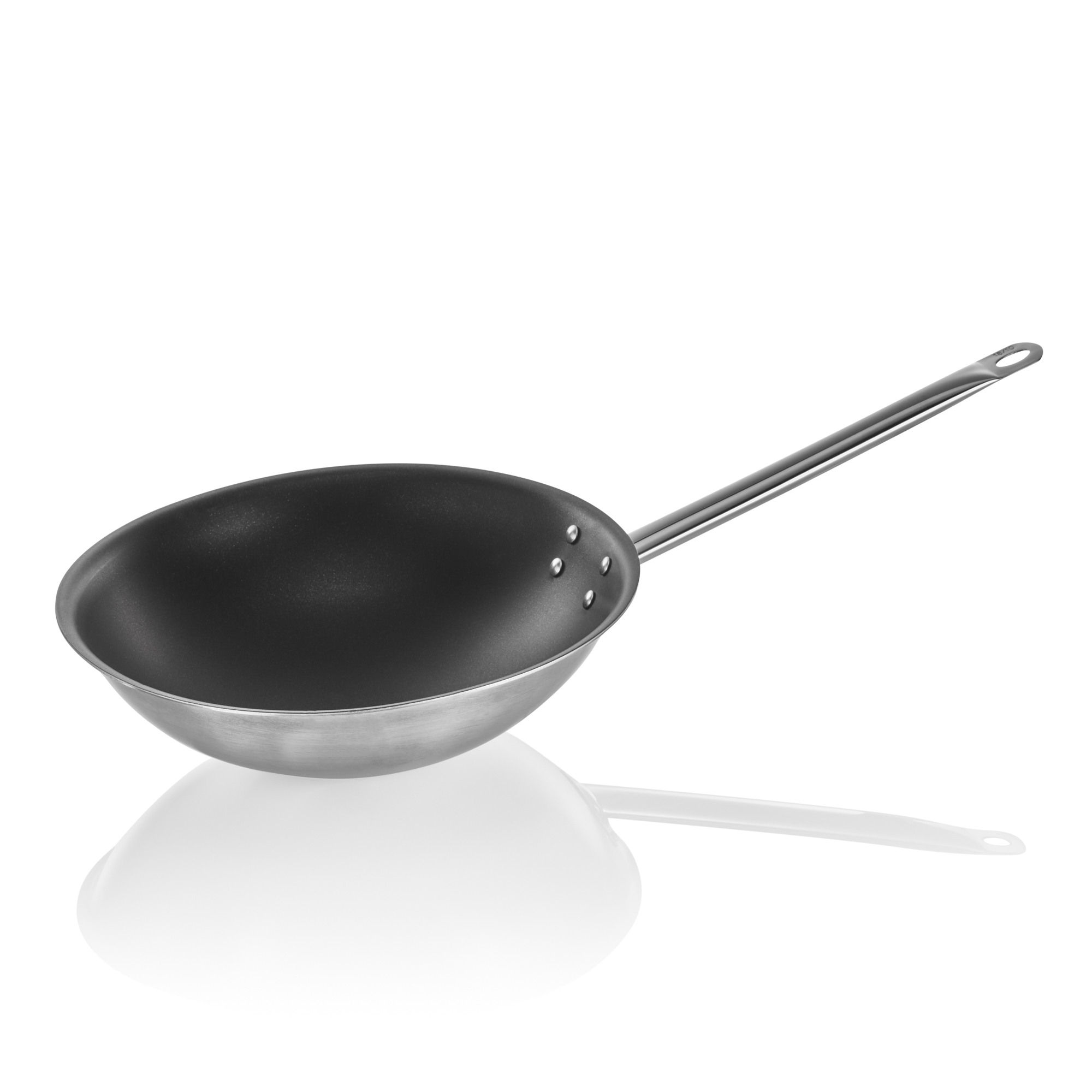 Wok met antiaanbaklaag en ronde bodem, Ø 38 cm, chroomnikkelstaal 18/10