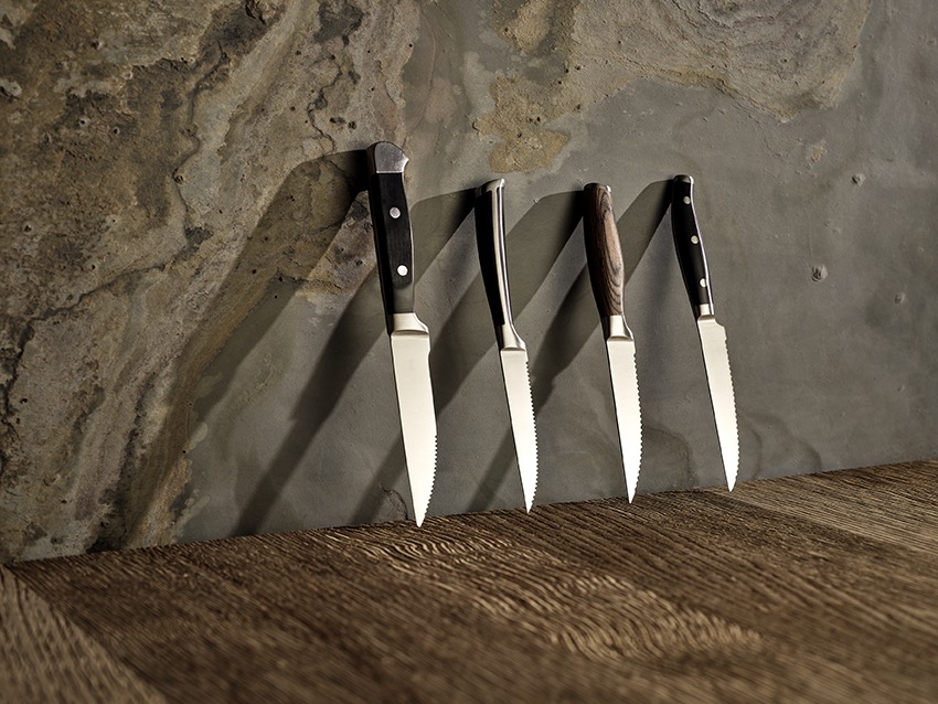 Steakmessenset, met POM kunststofgreep, 25,5 cm, set van 6 stuks, polyoxymethyleen, roestvrij staal 13/0