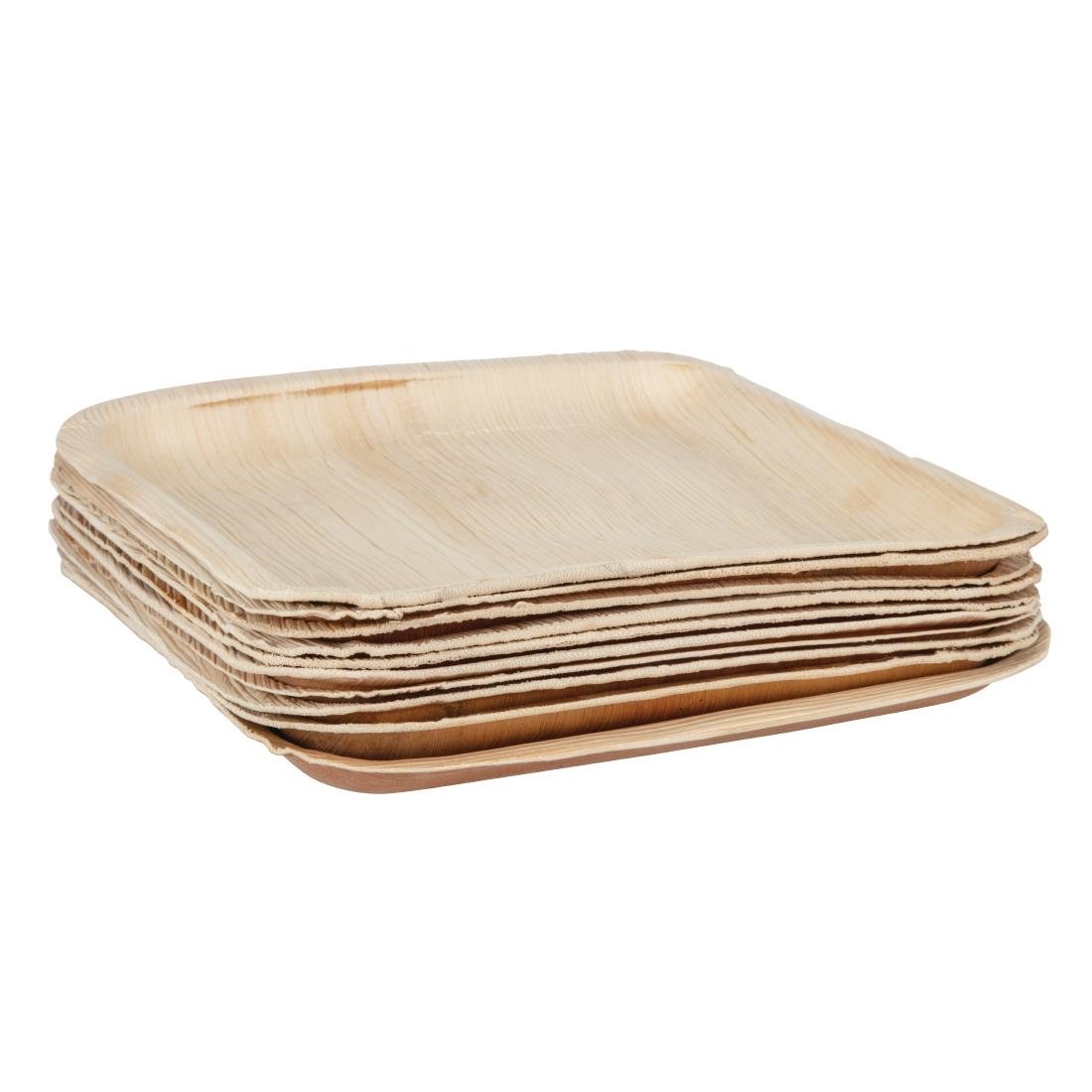 Assiettes creuses carrées en feuilles de palmier Fiesta Compostable 250mm (lot de 100)