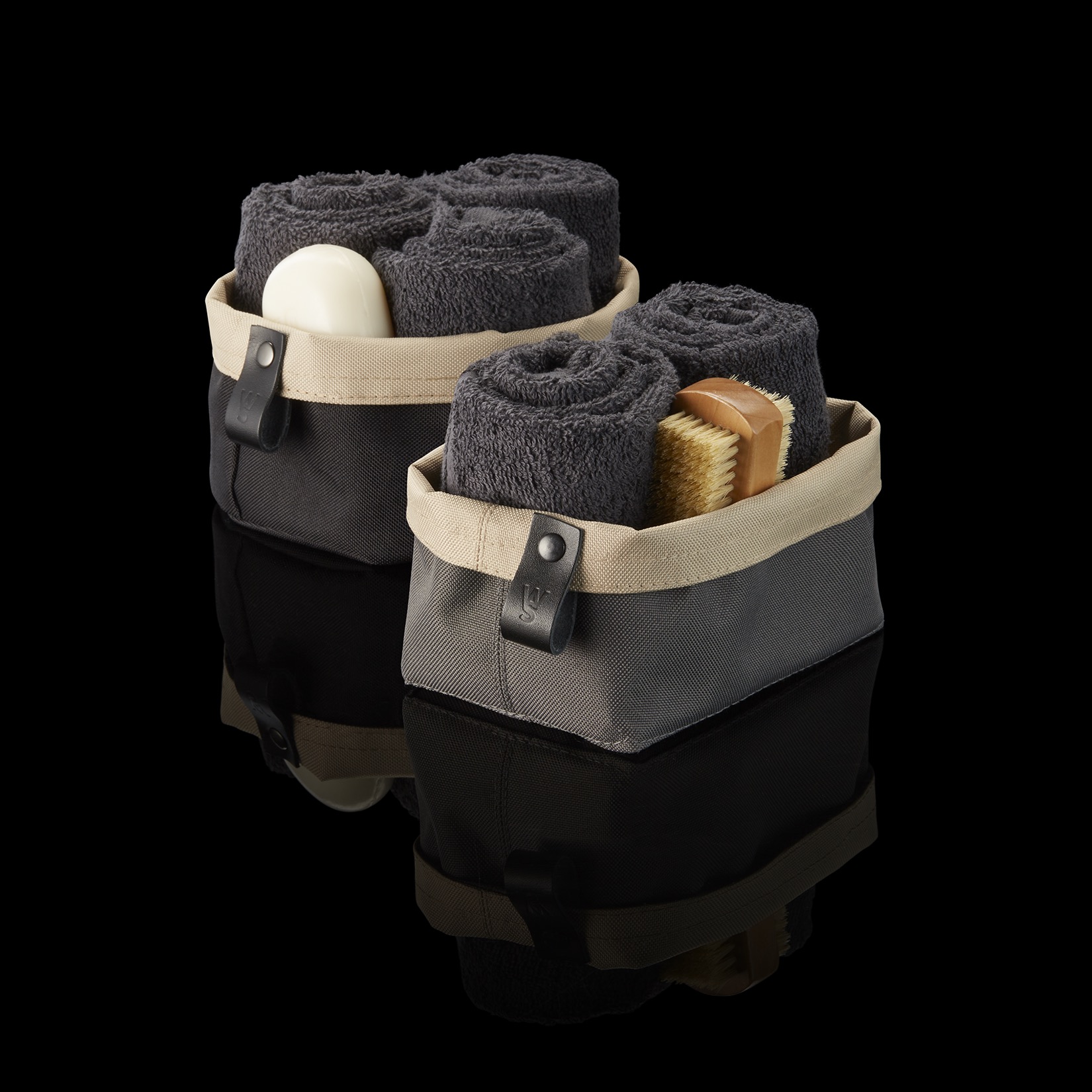 Broodtas FLIP TETRON, Ø 17 cm, hoogte 11 cm, lichtgrijs/licht khaki, Tetron