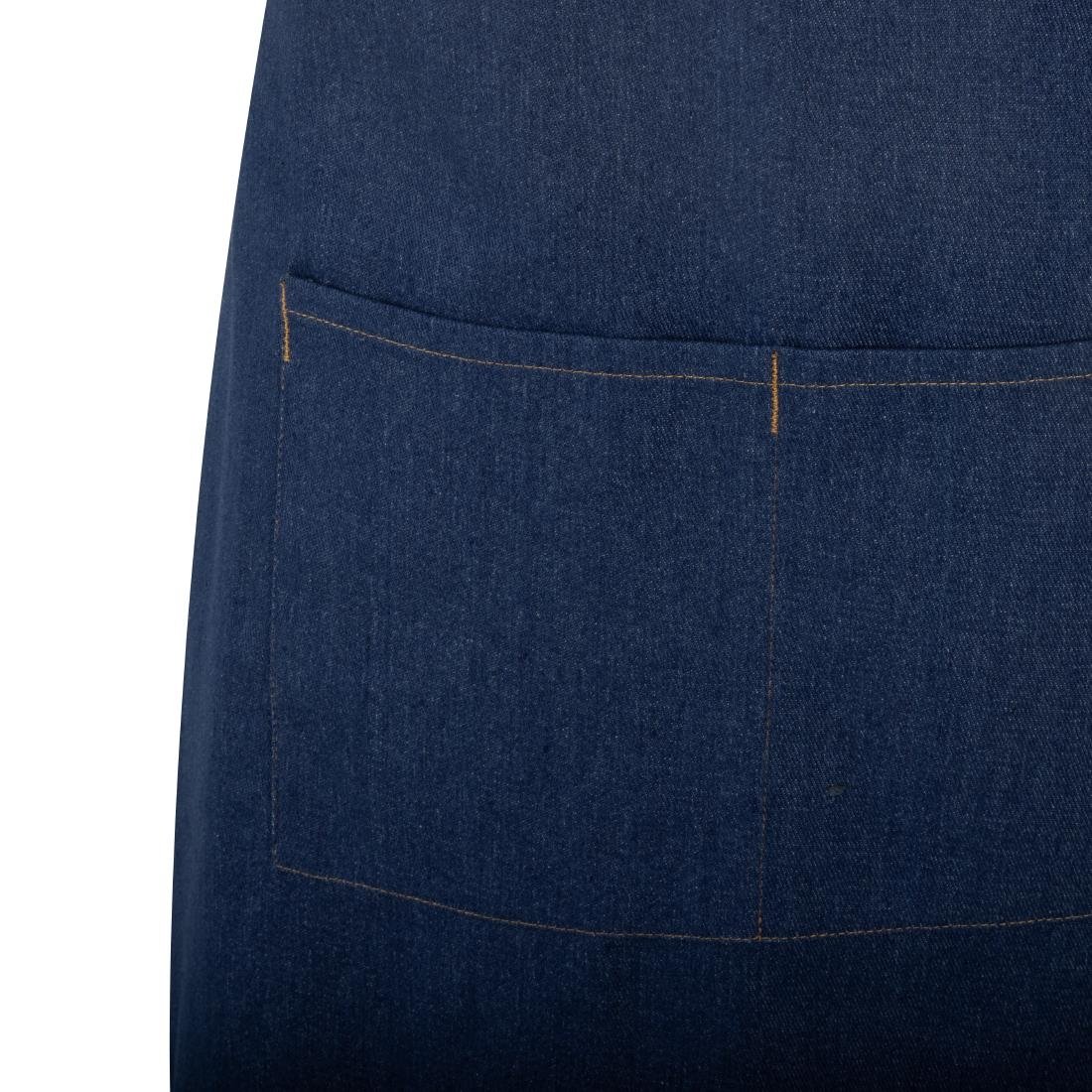 Southside Kurze Schürze in Denim Blau mit Seilband in Hellbraun Southside Kurze Schürze in Denim Blau mit Seilband in Hellbraun