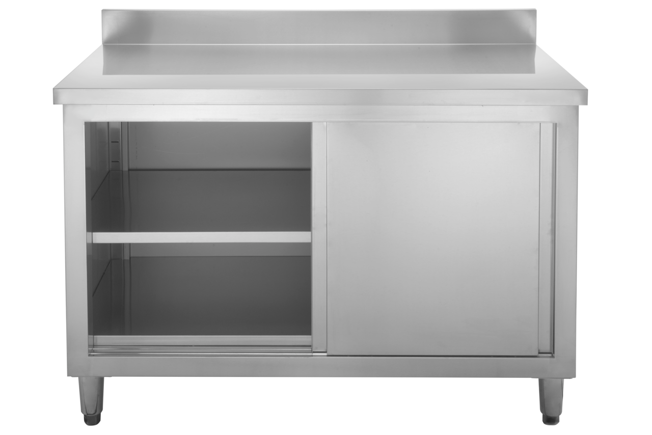 Armoire de travail en inox Basic 140x70 avec dosseret 100 mm