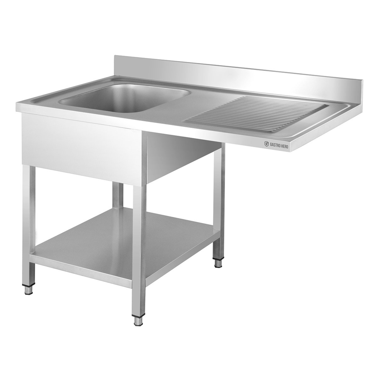 Centre de plonge Basic 12x7 avec 1 cuve à gauche, dosseret et étagère inférieure
