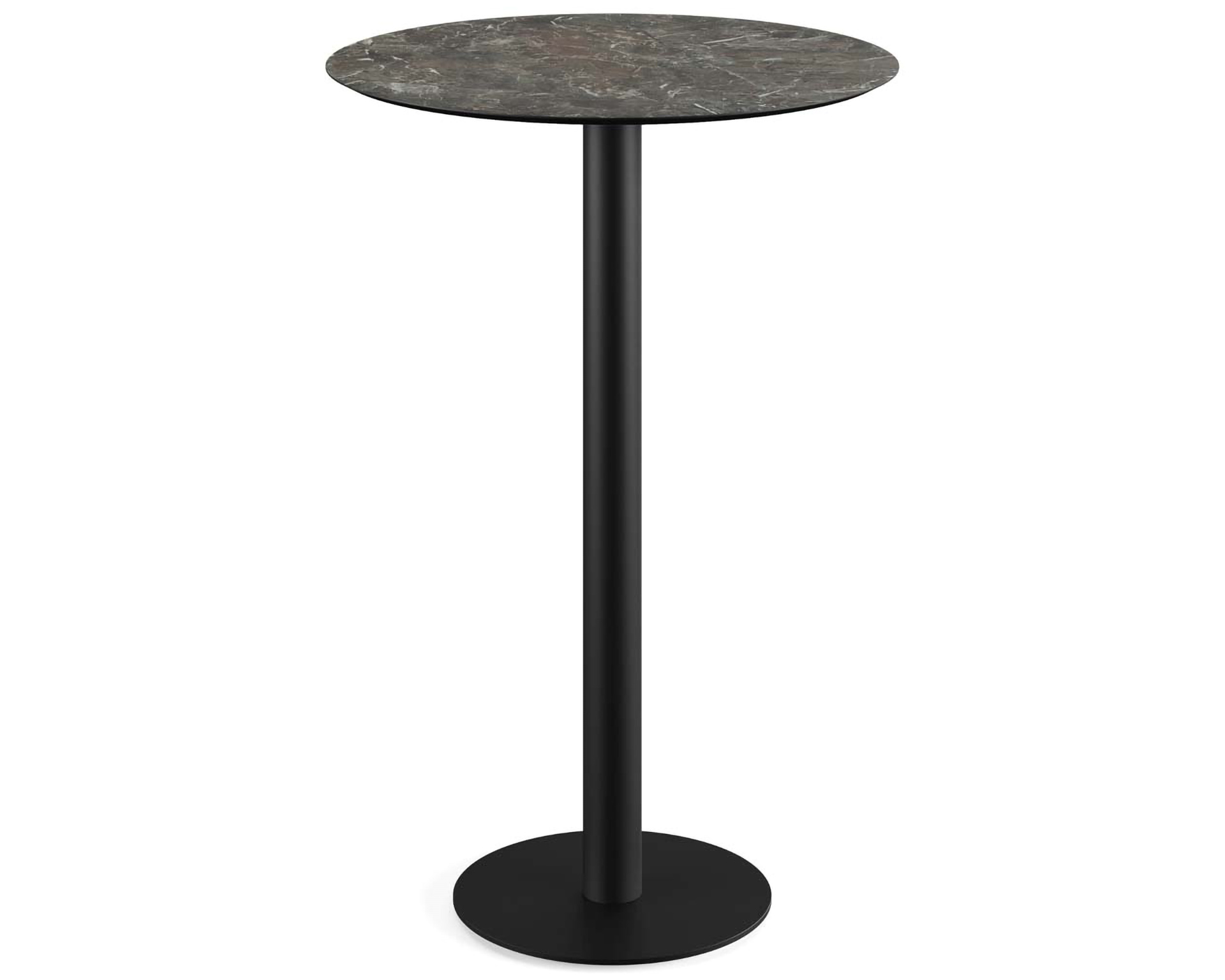 Table de bar Urban piètement noir + plateau Galaxy Marble HPL Ø70cm