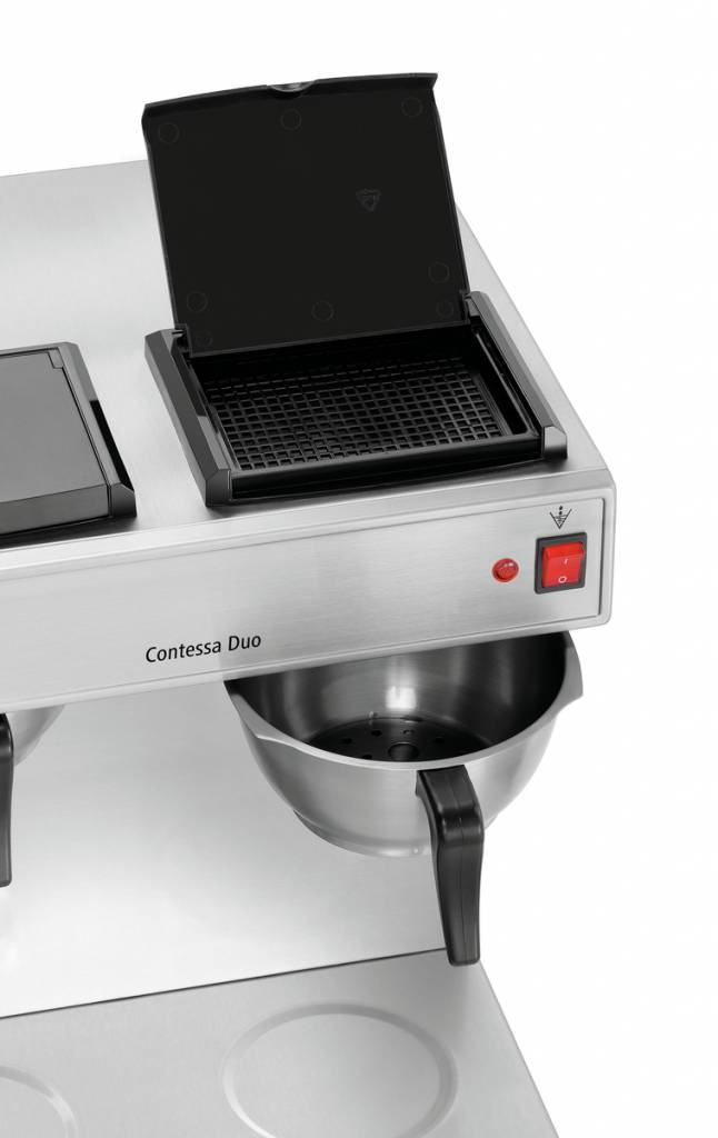 Koffiemachine Contessa Duo  | Chroomnikkelstaal | Inhoud 2x2 Liter | 430x400x(H)520mm