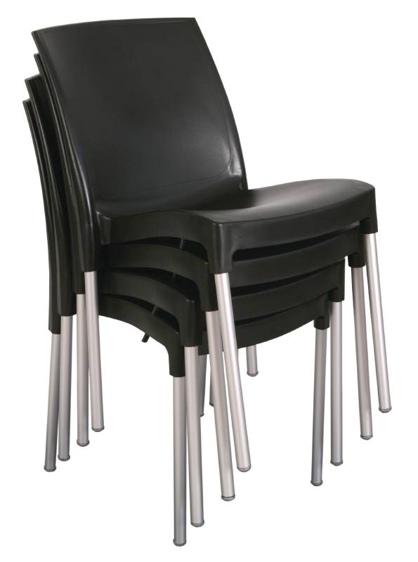 Stapelbare Kunststof stoel - Zwart - 4 Stuks