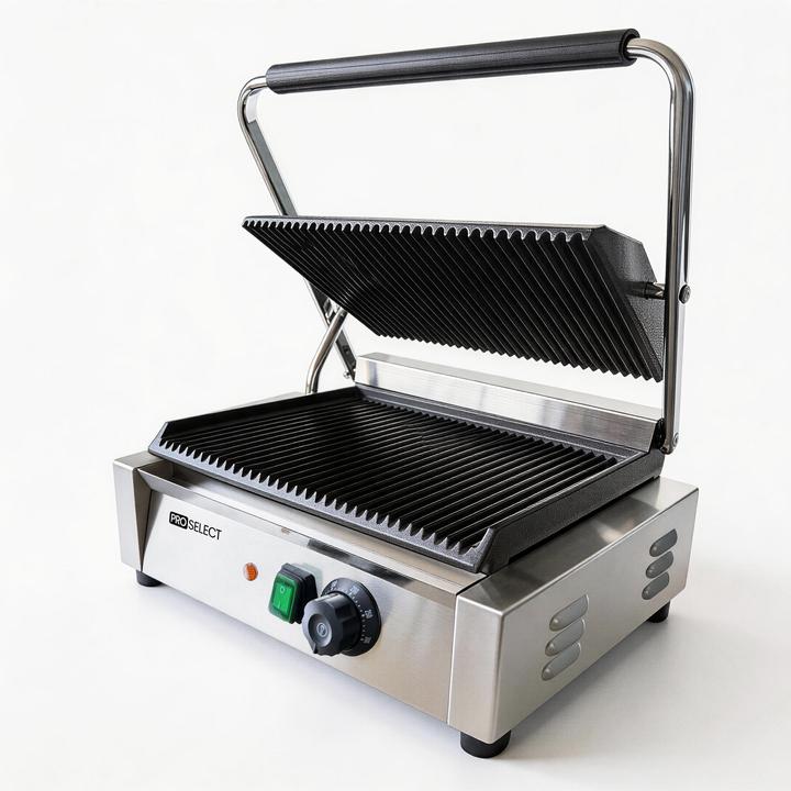 Contactgrill geribbeld 2200W Gietijzer / RVS ProSelect