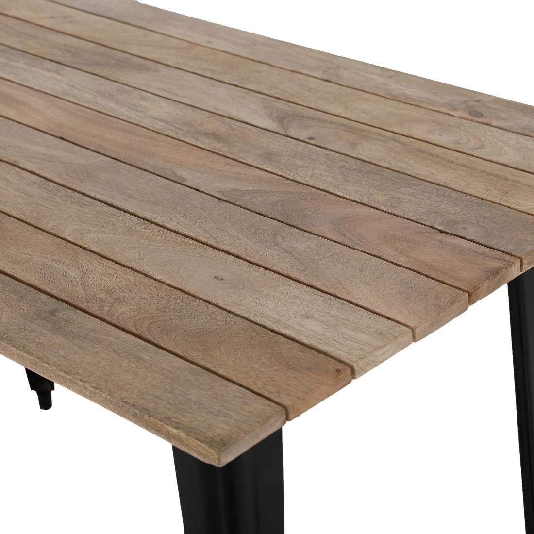 Bolero Bistro Esstisch Mangoholz-Lattenplatte Schwarz 1200mm