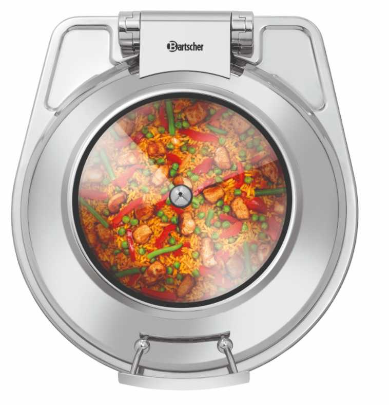 Chafing Dish 6,2 Liter flexibel | Rundes Modell mit Sichtfenster | 435x472x (H) 185mm