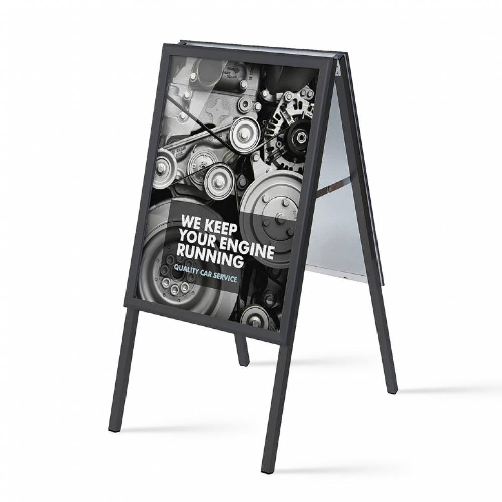 Stoepbord Aluminium Zwart  Rechte Hoeken 50 x 70 cm 