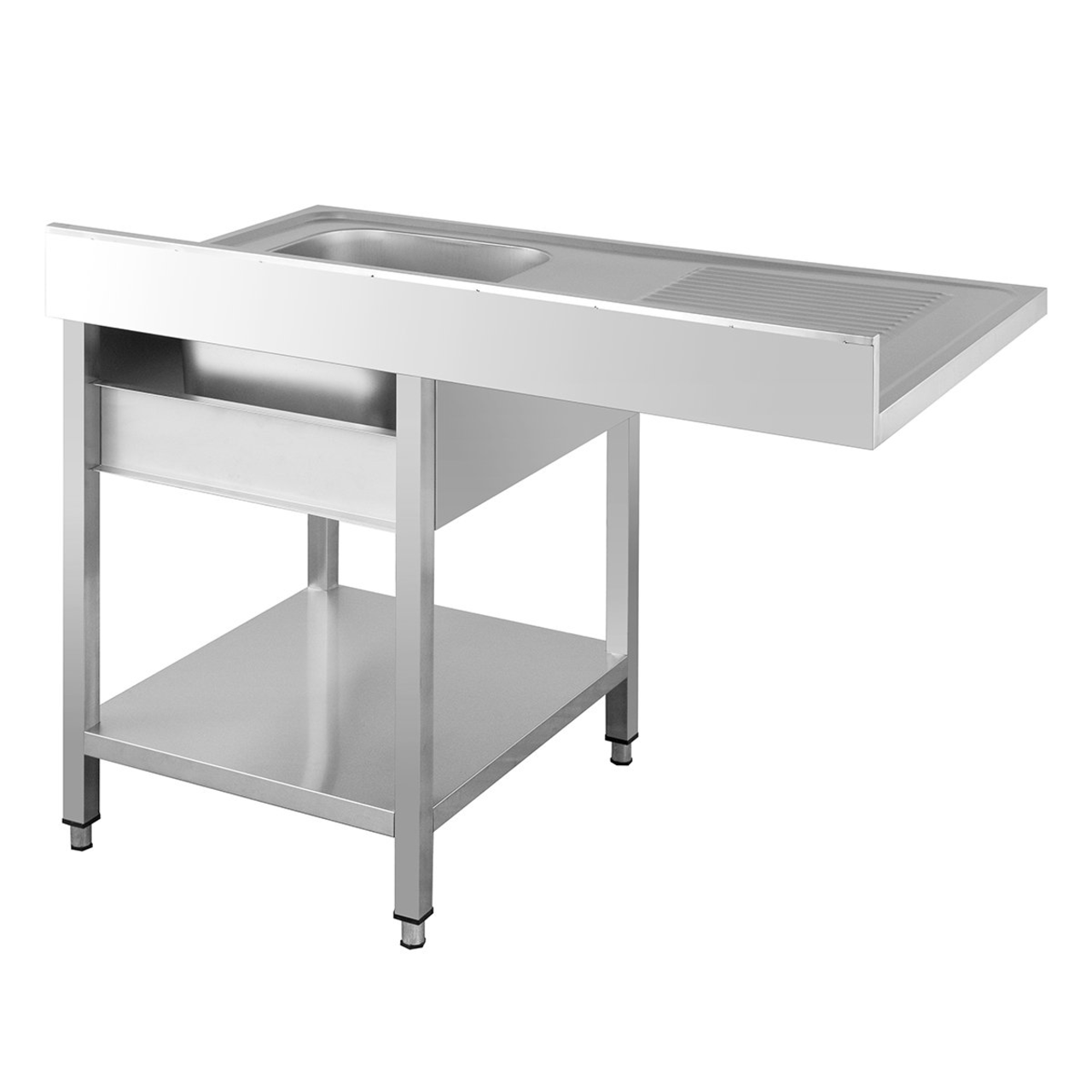 Centre de plonge Basic 12x6 avec 1 cuve à droite, dosseret et étagère inférieure
