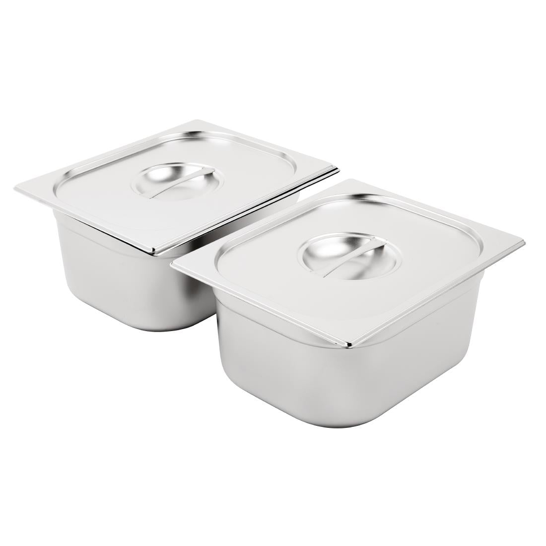 Vogue Edelstahl Gastronorm Schalen Set 2 x 1/2 Mit Deckeln