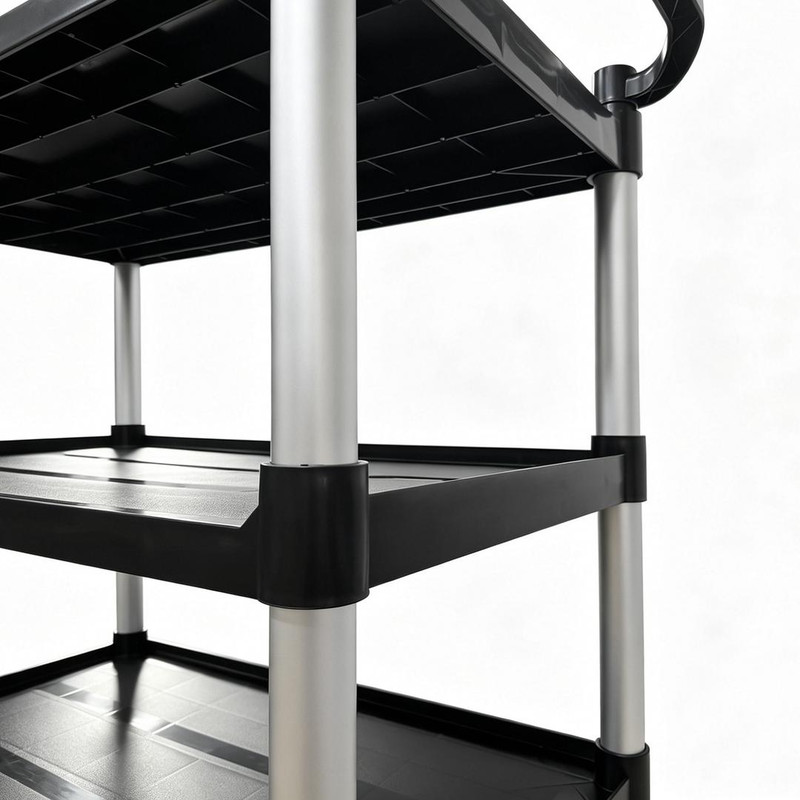 Kunststof Serveerwagen Zwart 3 Niveaus – tot 130kg