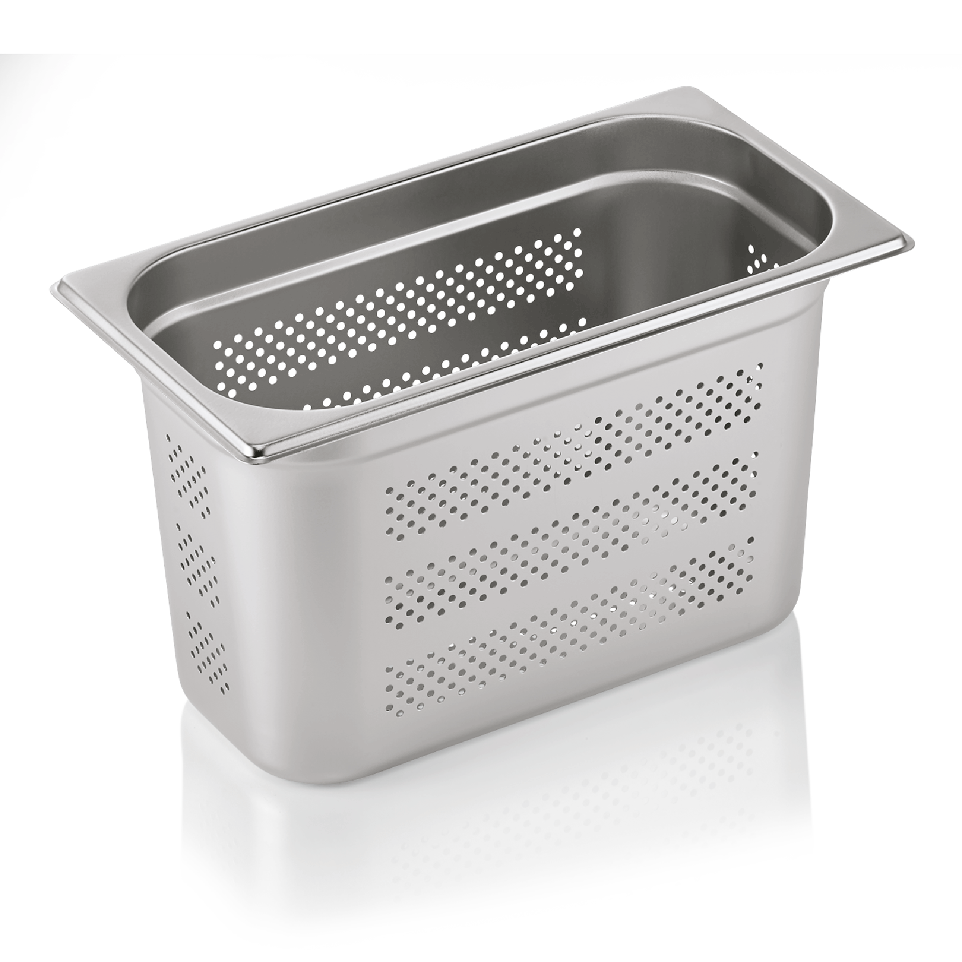 GN-bak GN CORE 1/3-200 mm, zij- en bodemgatpatroon, chroomnikkelstaal