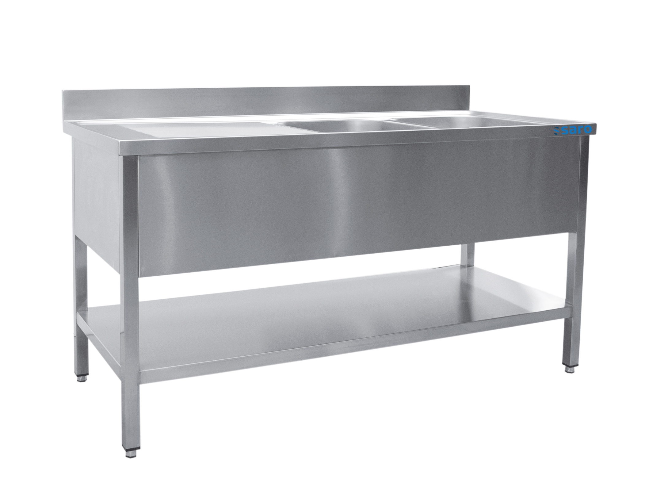 SARO Plonge 2 bacs, droite - L 2000 x P 600 mm