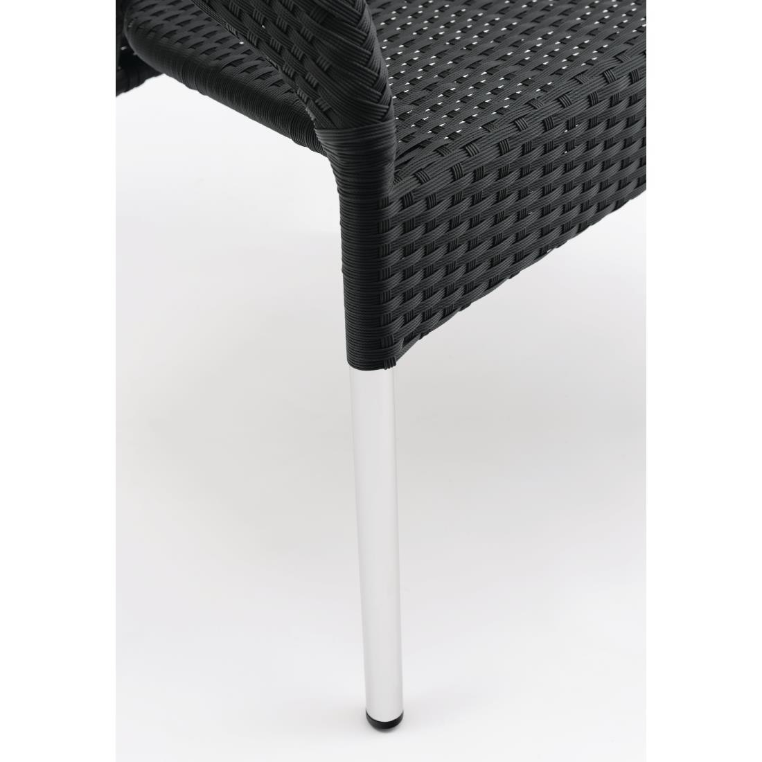 Zwarte Stapelbare Stoelen Rotan - Kunststof DELUXE - Prijs per 4 stuks