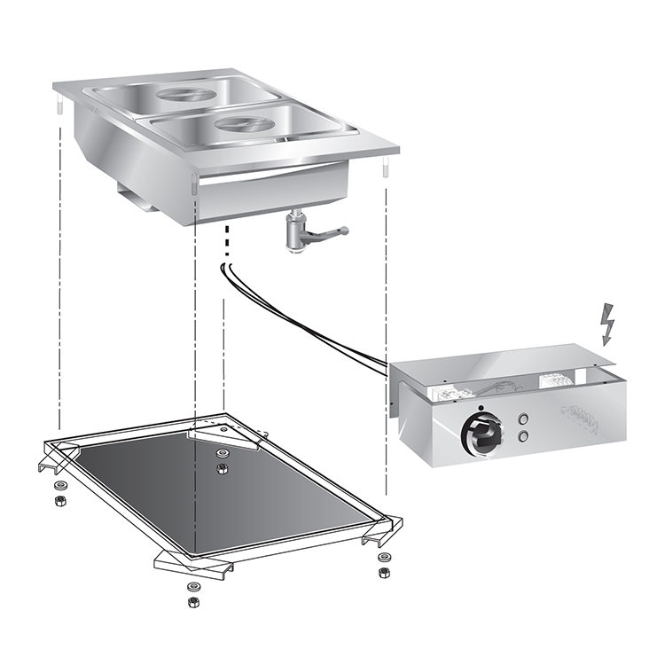 Einbau-Bain-Marie 40 cm mit Anschlussblock