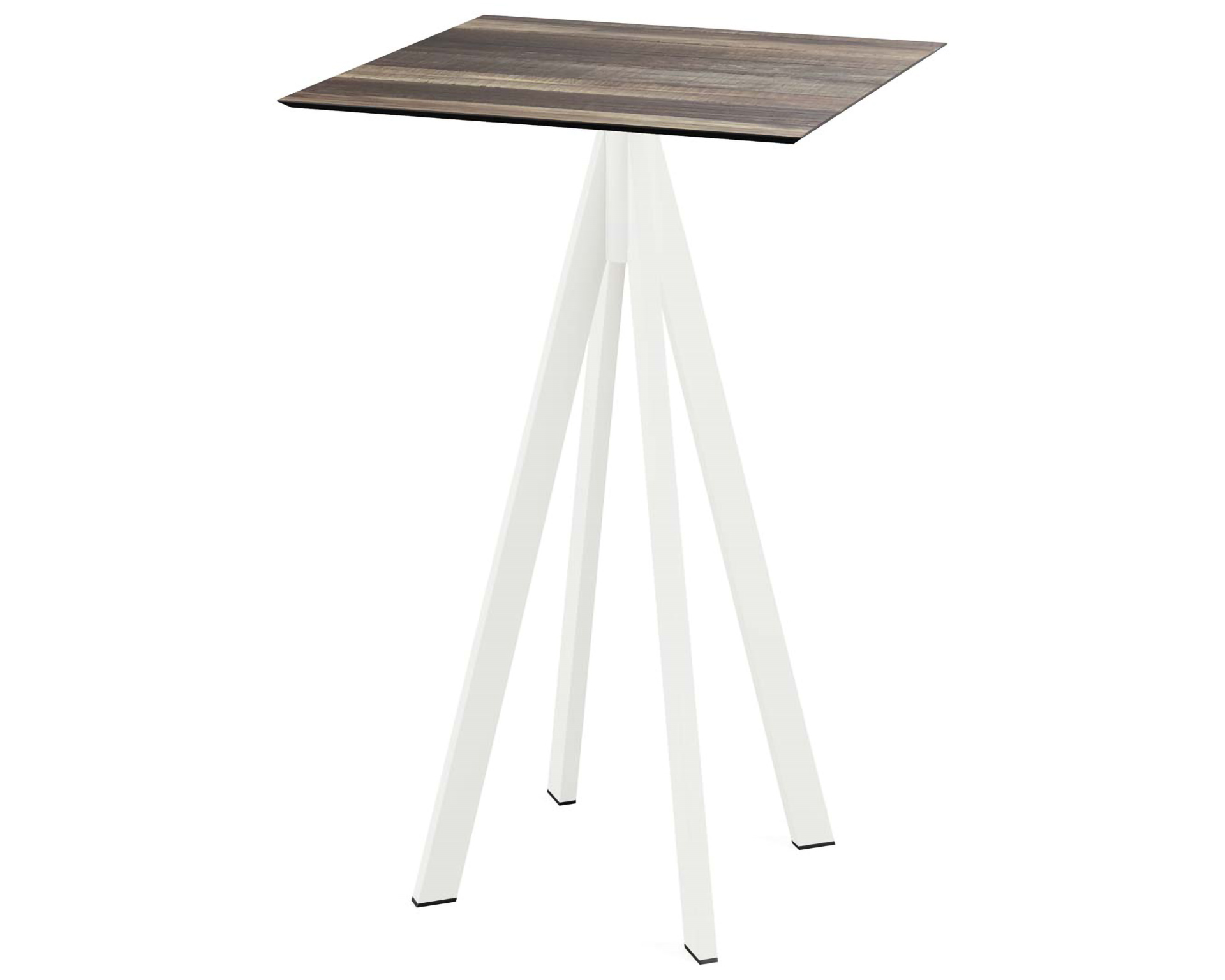 Table de bar Infinity piètement blanc + plateau HPL Bois Tropical 70x70cm