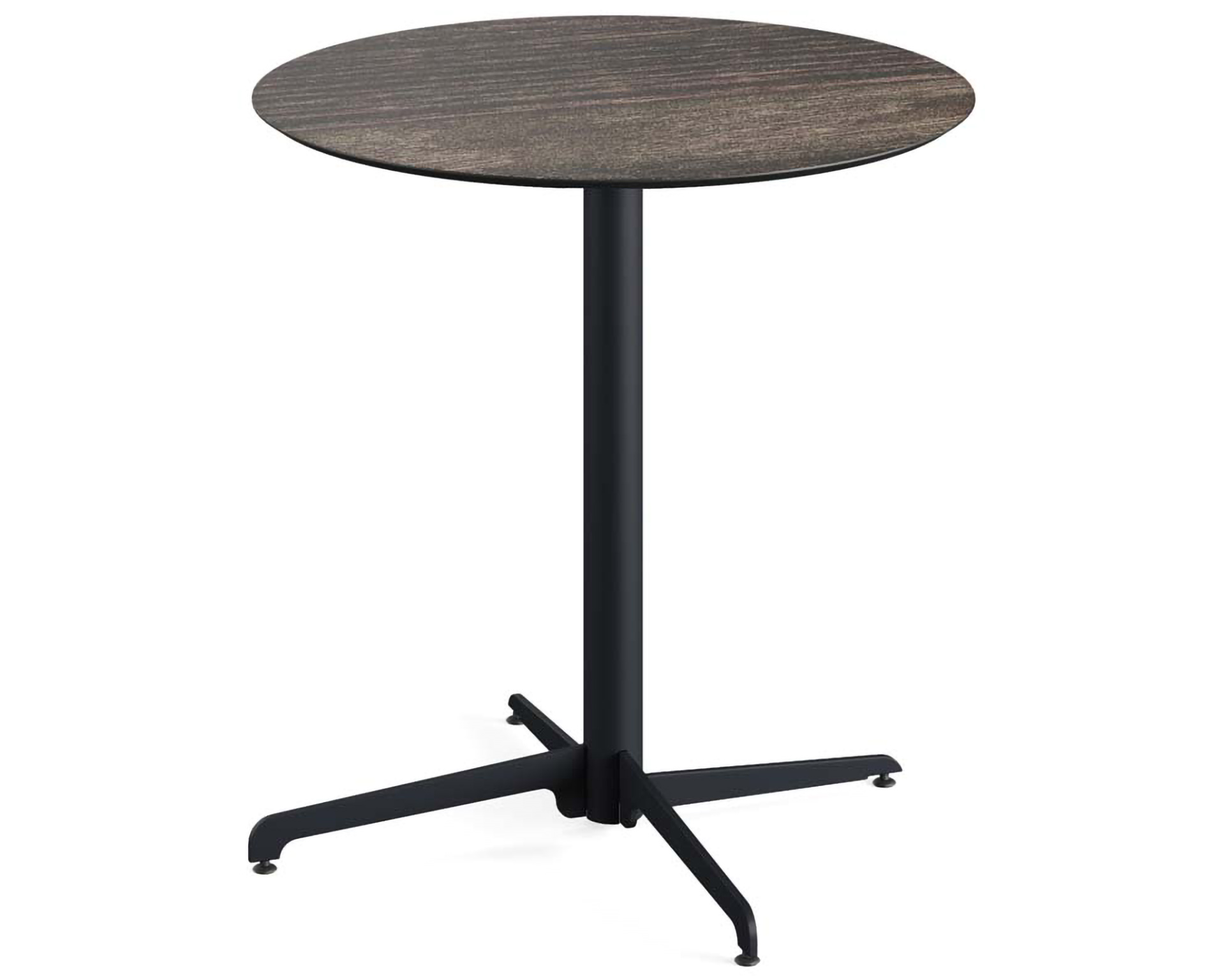 X Cross terrastafel zwart frame + Riverwashed Wood HPL tafelblad tafelblad Ø70cm