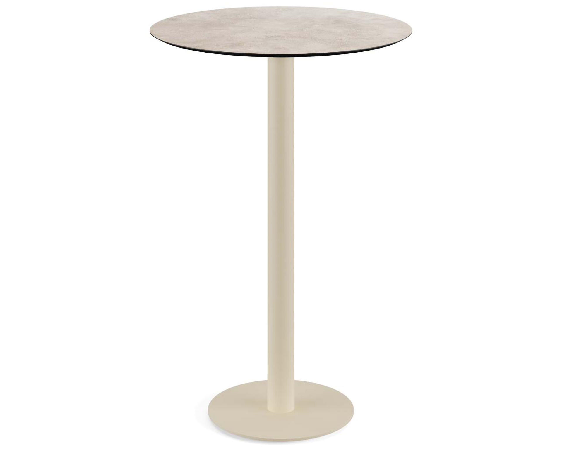 Table de bar Urban piètement sable + plateau HPL Moonstone Ø70cm