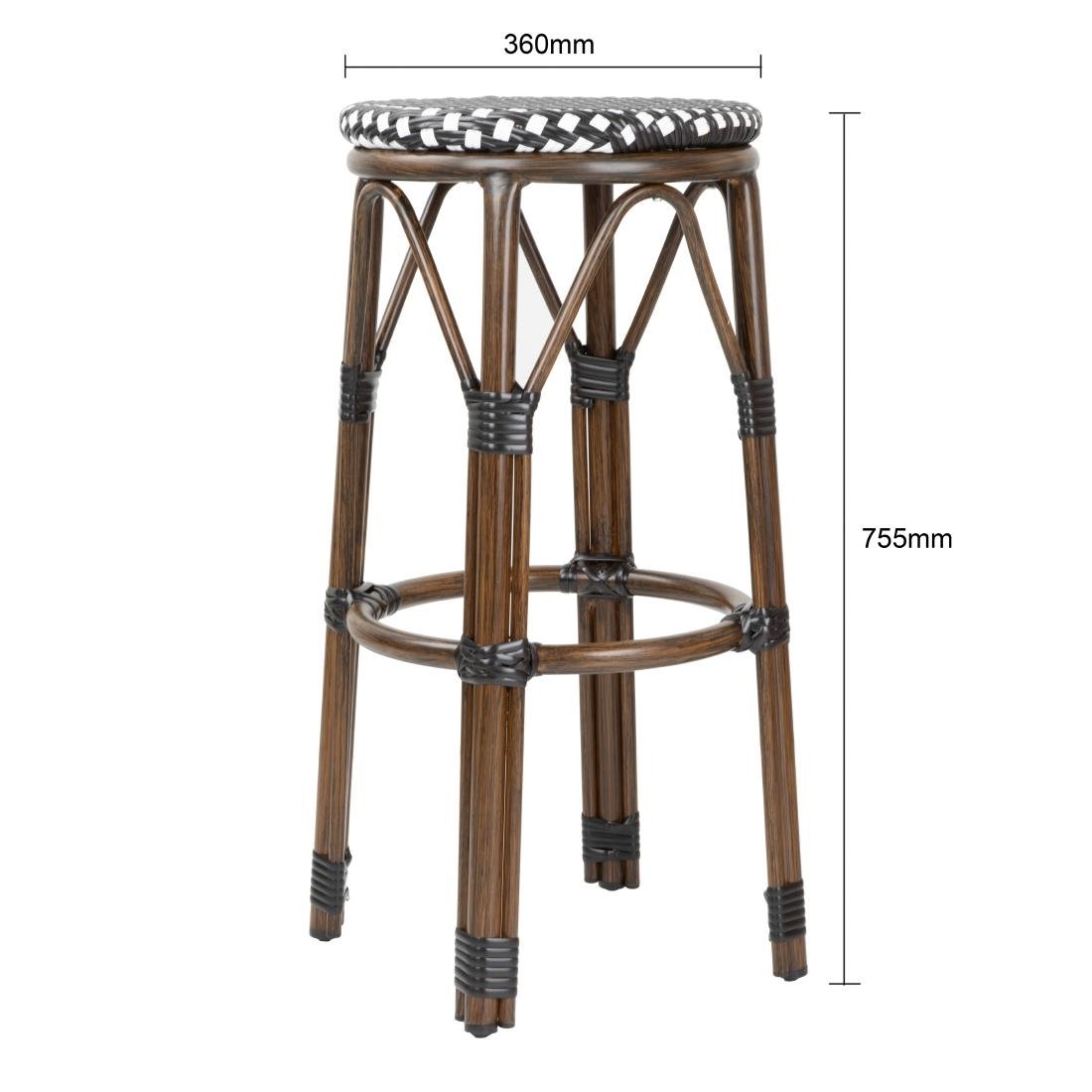 Bolero Parijse Stijl PE Rieten Barkrukken Zwarte Stip Mix (2 stuks)