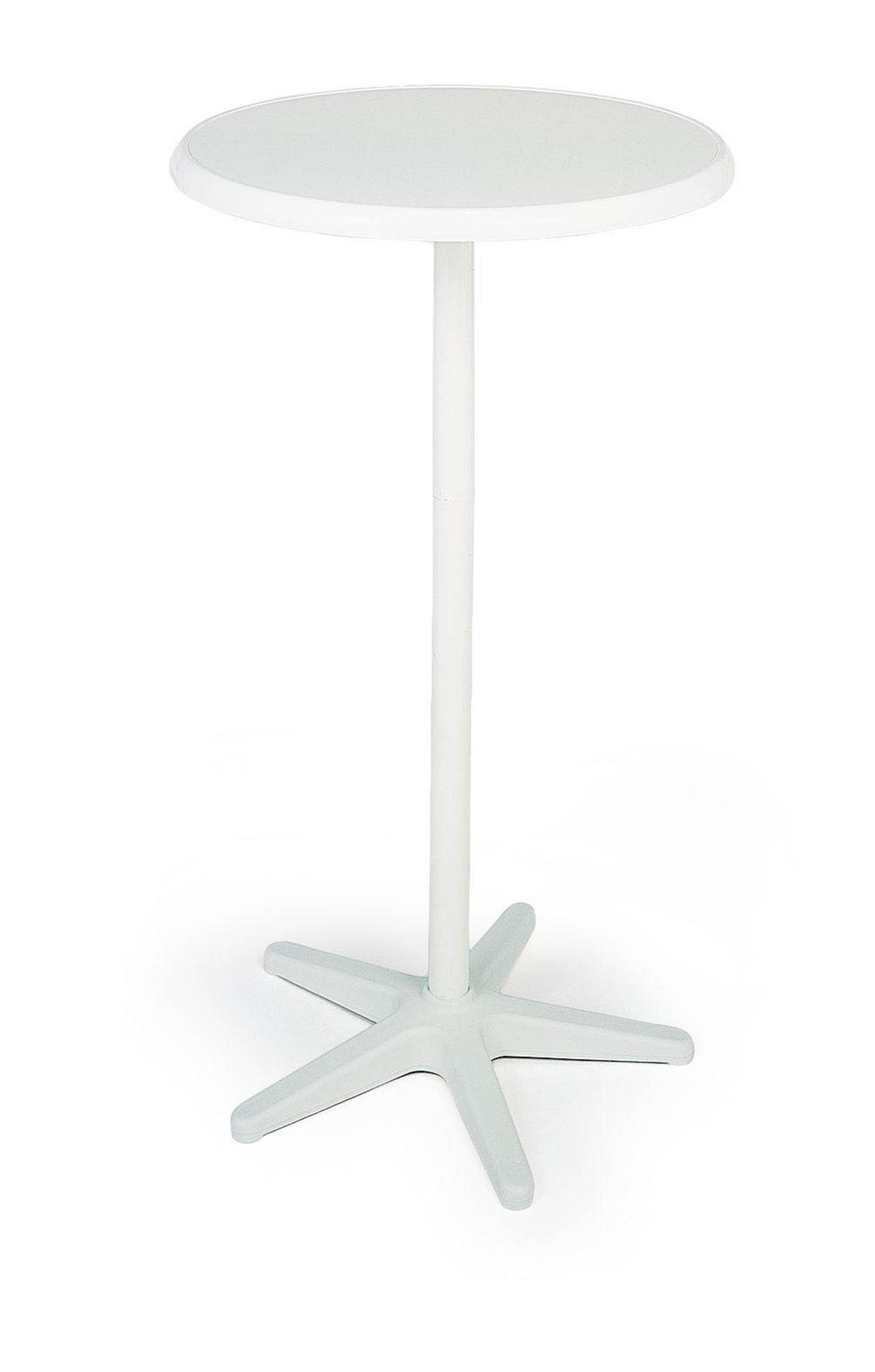 Duo Table de jardin/mange-debout ronde réglable en hauteur ø70cm Blanc