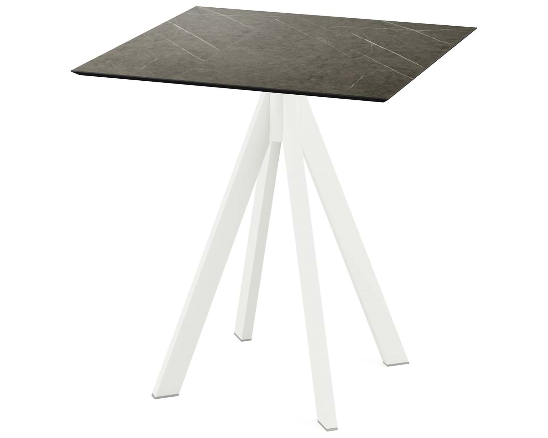 Infinity terrastafel wit frame + Midnight Marble HPL tafelblad tafelblad 70x70cm