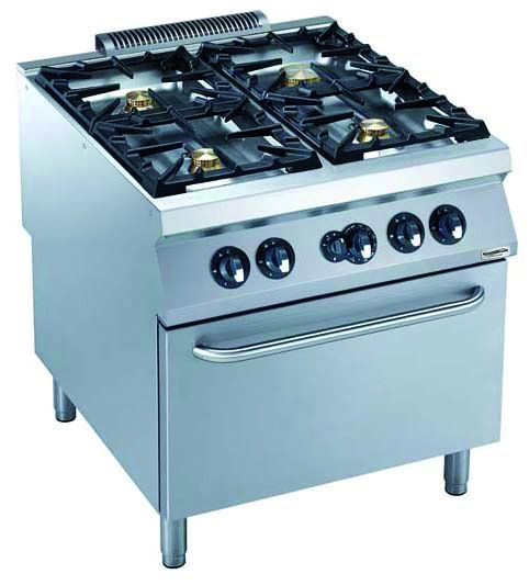 Cuisinière à gaz Pro900 | 4 brûleurs | 3x6+1x10kW | 800x900x(h)850mm