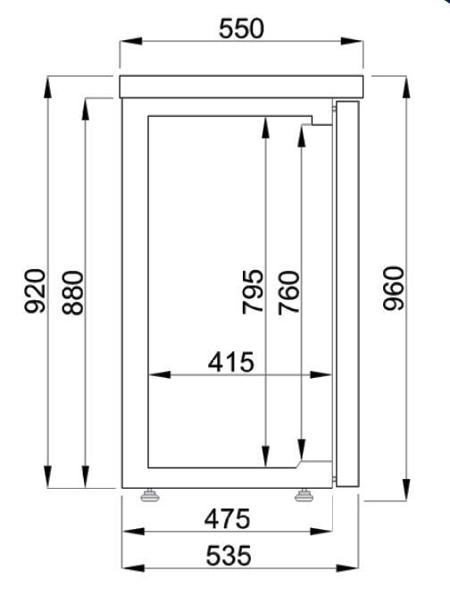 Barkoelkast Zwart | 3 Blinde Deuren | 500 Liter | 1940x550x(H)950mm