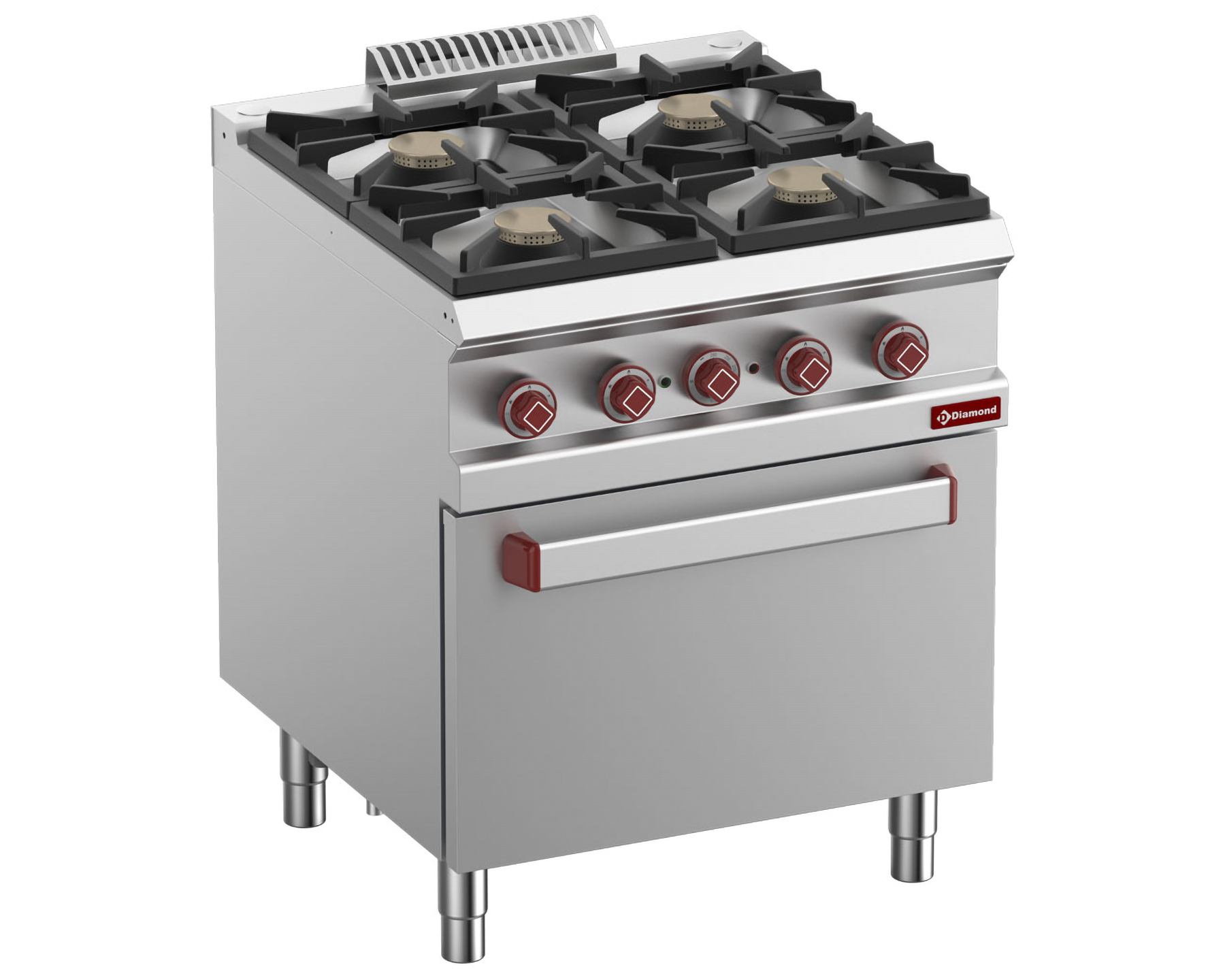 Gasfornuis 4 branders - Elektrische convectieoven 1/1GN - 2.6kW