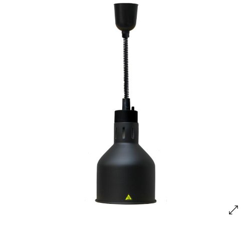 Warmhoudlamp Zwart | Verstelbaar Snoer | Ø175x(H)600/800mm