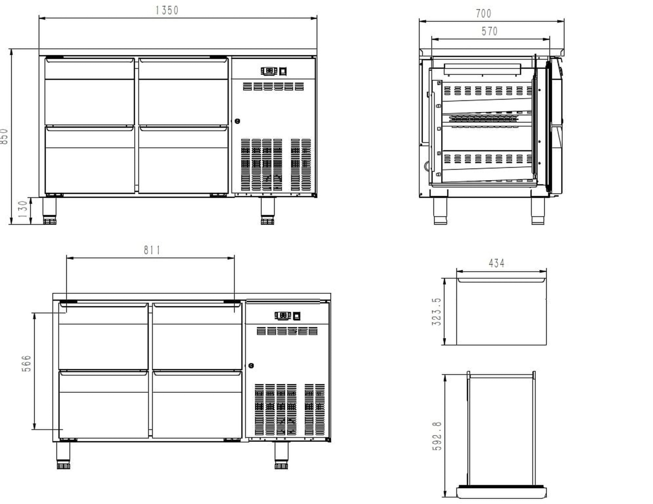 Kühltisch ECO 0/4 - GN 1/1