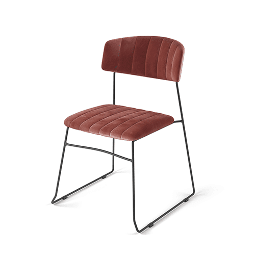 Mundo chaise empilable, Rose, revêtement en velours, ignifuge, 54x55x79cm (BxTxH), 53005