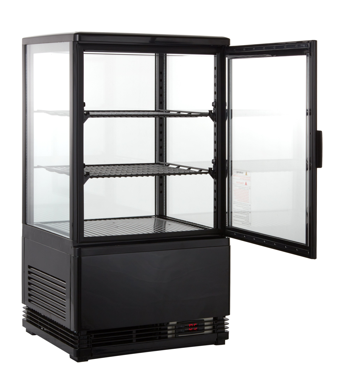 Kühlvitrine ECO 58 Liter, LED-Beleuchtung, 2 Roste, schwarz