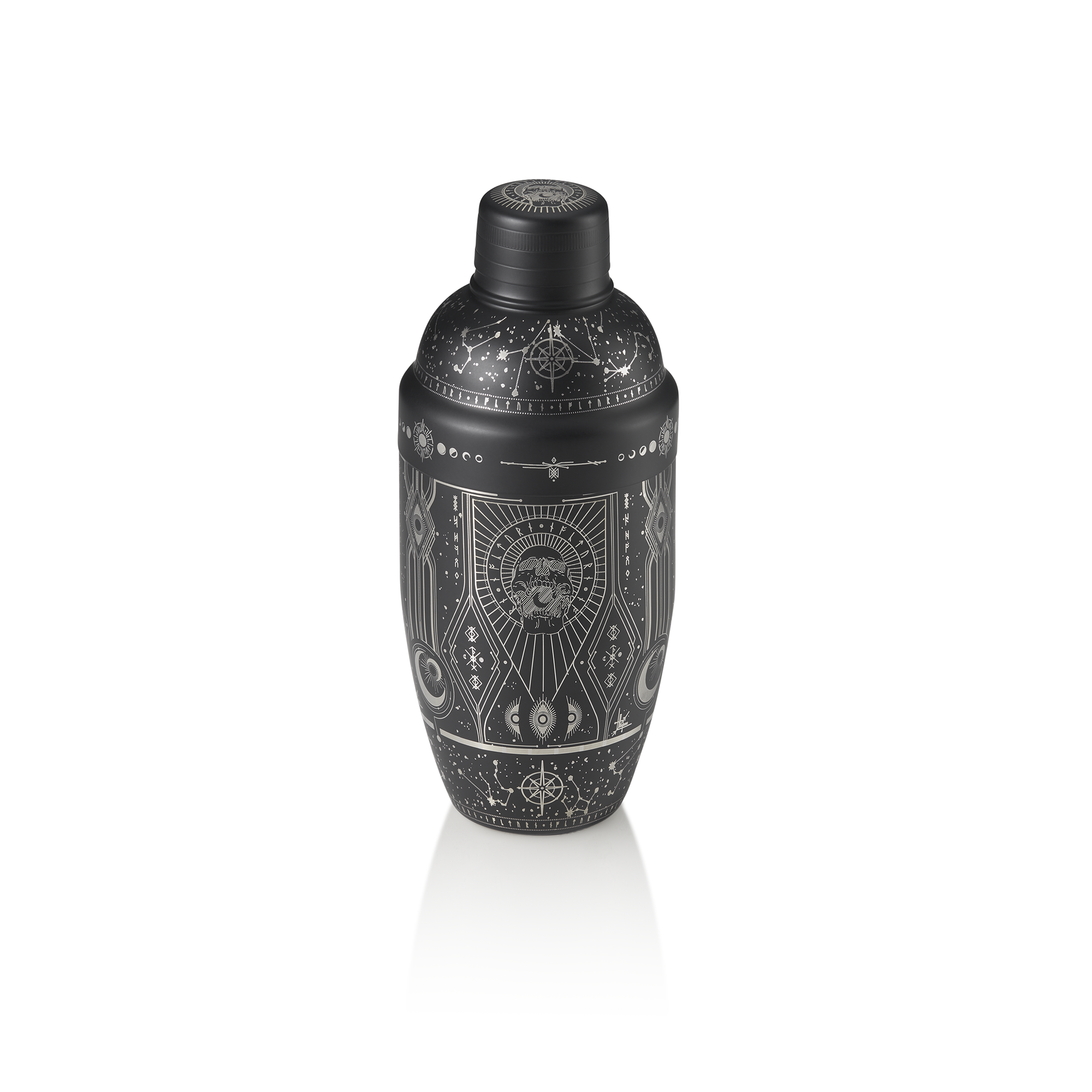 Shaker Tattoo NOCTURN - 0,5 l - Ø 8,5 cm - noir doré - acier chrome-nickel 18/8 