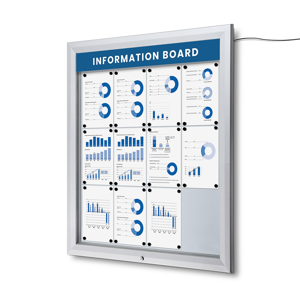 Vergrendelbaar Notitiebord Outdoor Verlicht Logo Met Gasveer 12x A4
