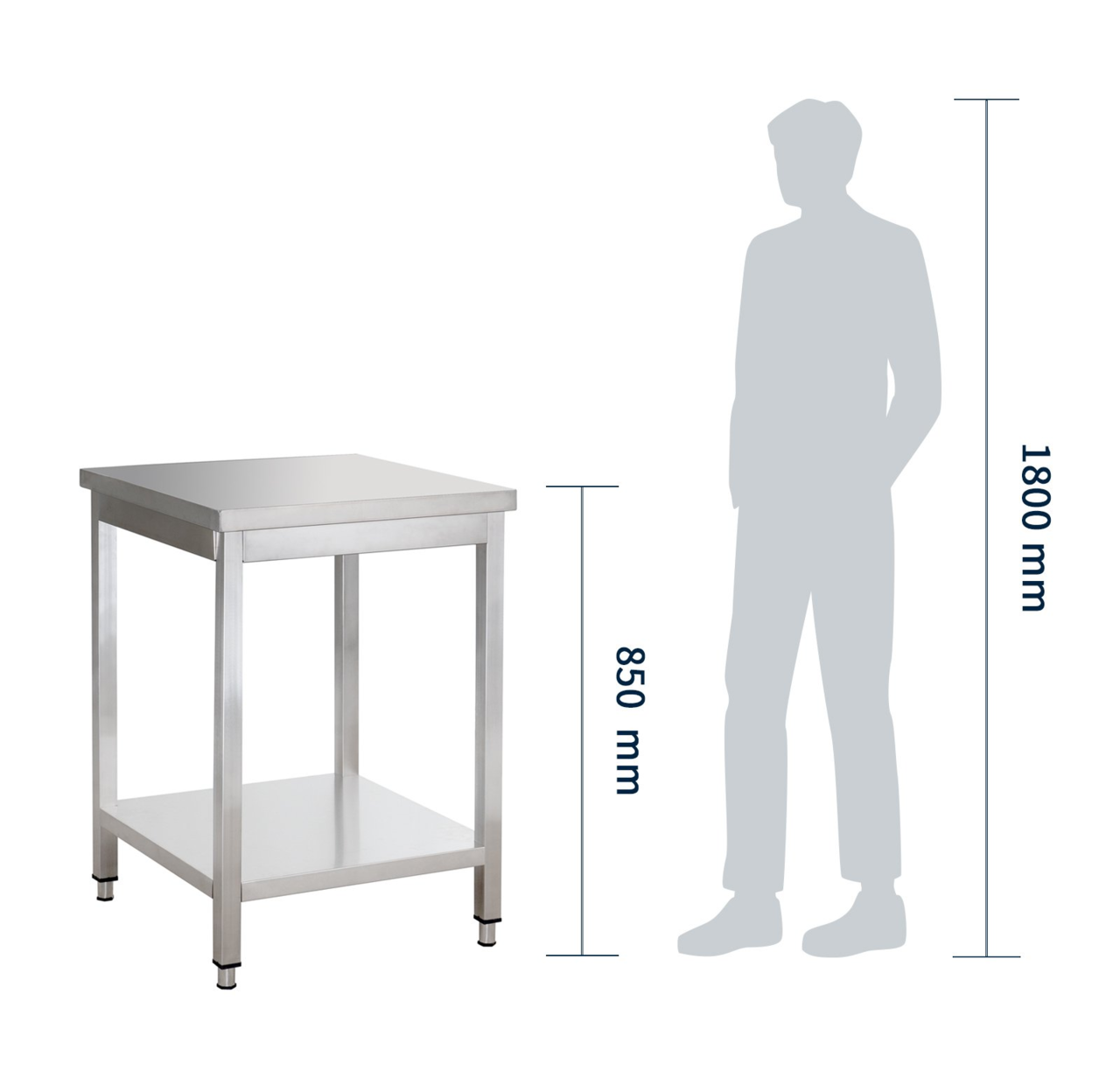 Table de travail en inox Basic 6x6 avec étagère inférieure