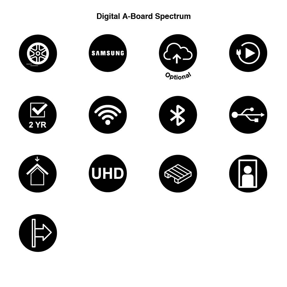 Digitales A-Board Spectrum mit 43-Zoll-Samsung-Bildschirm in Schwarz