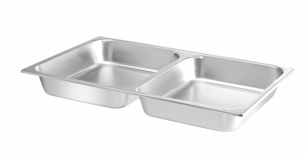 Bacs pour Chafing Dish | GN 1/1 | 2 Compartiments | 2x 3,75 Litres | 530x325x(H)65mm