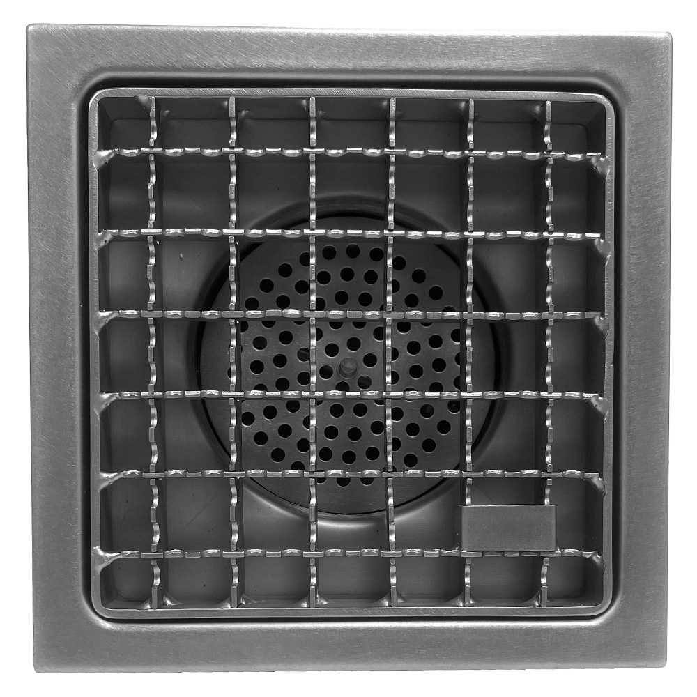 Bodenrinne aus Edelstahl 300x300, seitlicher Ausgang