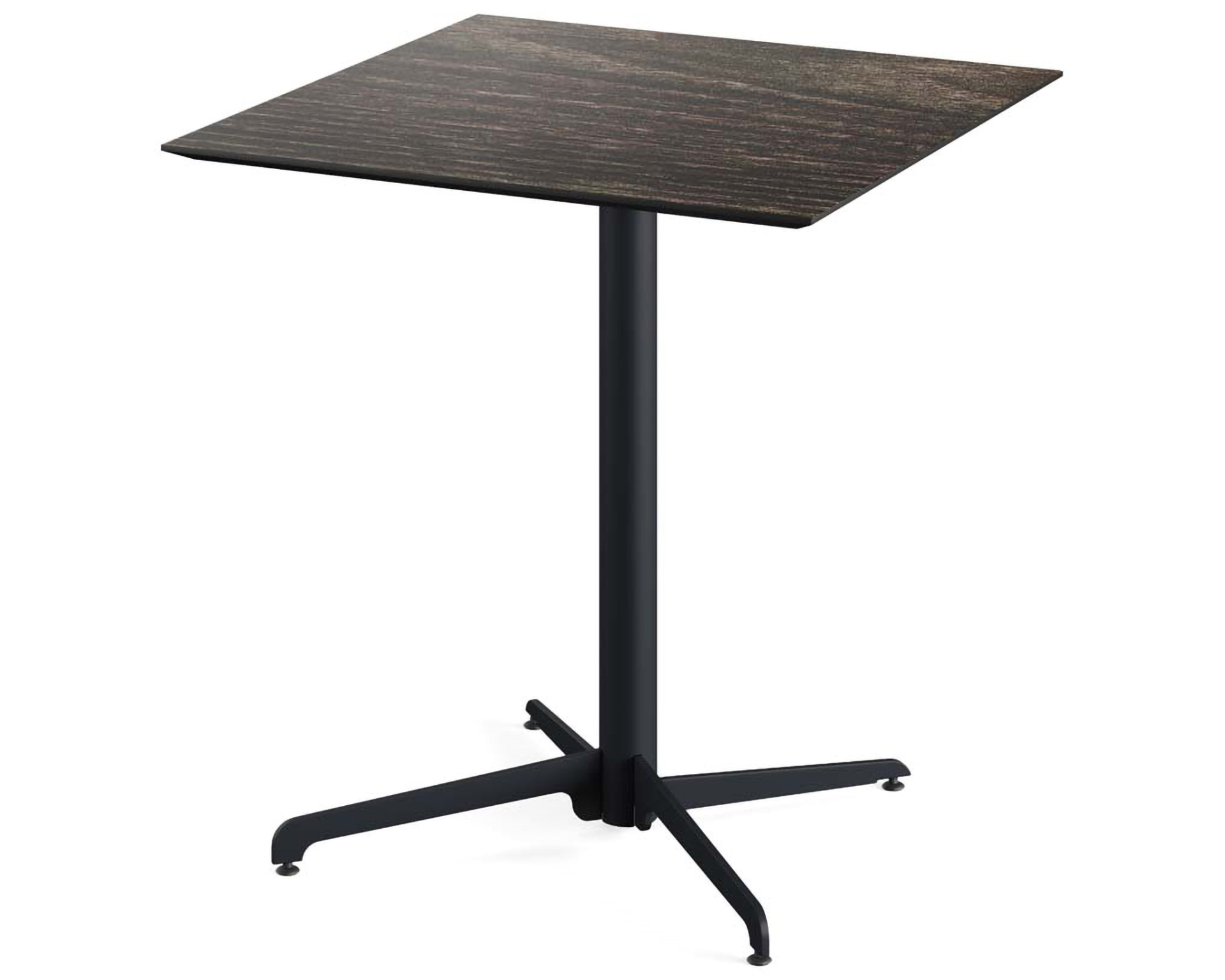 X Cross terrastafel zwart frame + Riverwashed Wood HPL tafelblad tafelblad 70x70cm