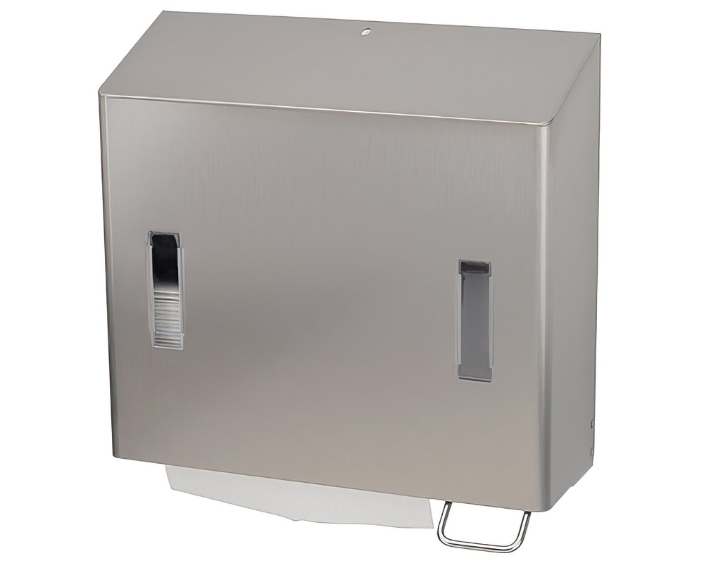 Edelstahl Kombination Seife- und Handtuchspender - Seife rechts